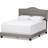Emerson Queen Bed in Light Gray Fabric